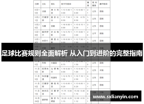 足球比赛规则全面解析 从入门到进阶的完整指南